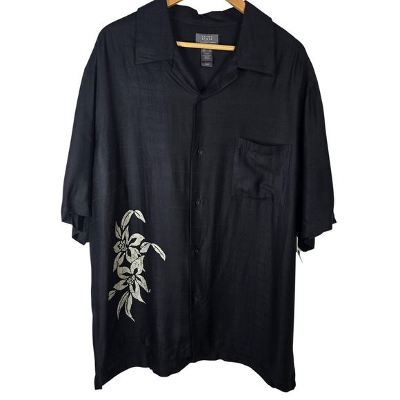 Crazy Horse By Liz Claiborne Other - Crazy Horse A Claiborne Company Mens Black Floral Batik Elements Short Sleeve XL